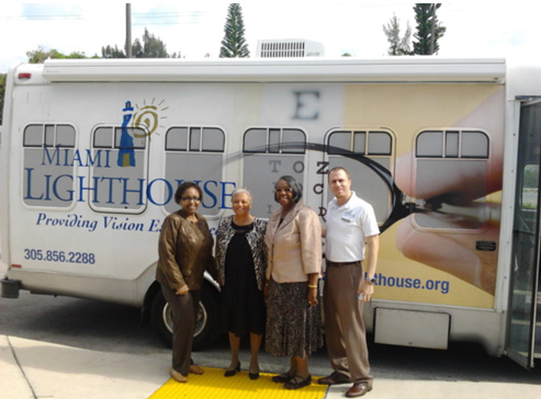 Representative Gwyn Clarke-Reed, Cornell Morgan RN Vision Consultant, Sonja Braziel Principal of Pompano Beach Middle School and Dr. Adam Perlman