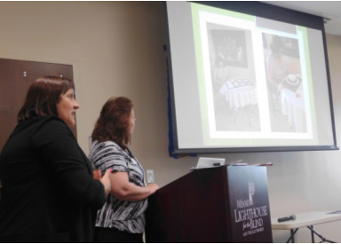 Miami Lighthouse Certified Low Vision Therapist Raquel Van Der Biest and Chief Program Officer Carol Brady Simmons gave a presentation on “Cutting Edge Technology: Artificial Retina”