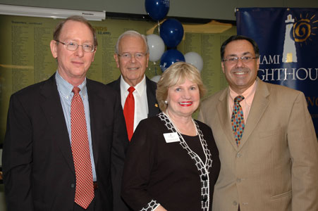 David B. McCrea, Esq., Miami Lighthouse Honorary Board Director; Owen S. Freed, Esq., Miami Lighthouse Board Chairman; Virginia A. Jacko, Miami Lighthouse President and CEO; and Steven E. Marcus, Ed.D., Health Foundation of South Florida President and CEO.