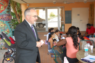 Representative Hudson visits with mothers and blind babies