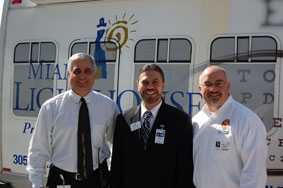 Principal of Mike Davis Elementary Bob Spano, Manager Florida Heiken Children's Vision Program Dr. Bryan Wolynski and Representative Matt Hudson