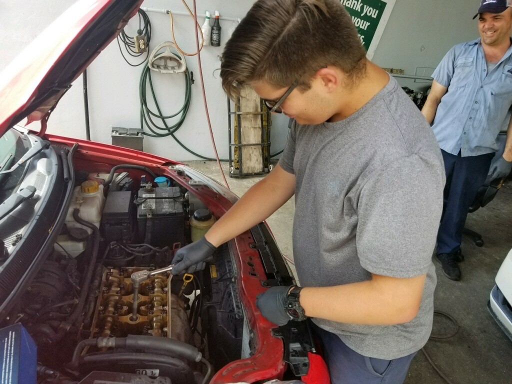 Samuel’s summer work experience at a local auto repair shop