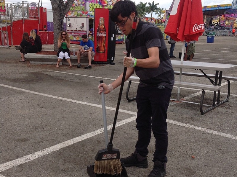 Jose cleaning up the Youth Fair grounds with SFM