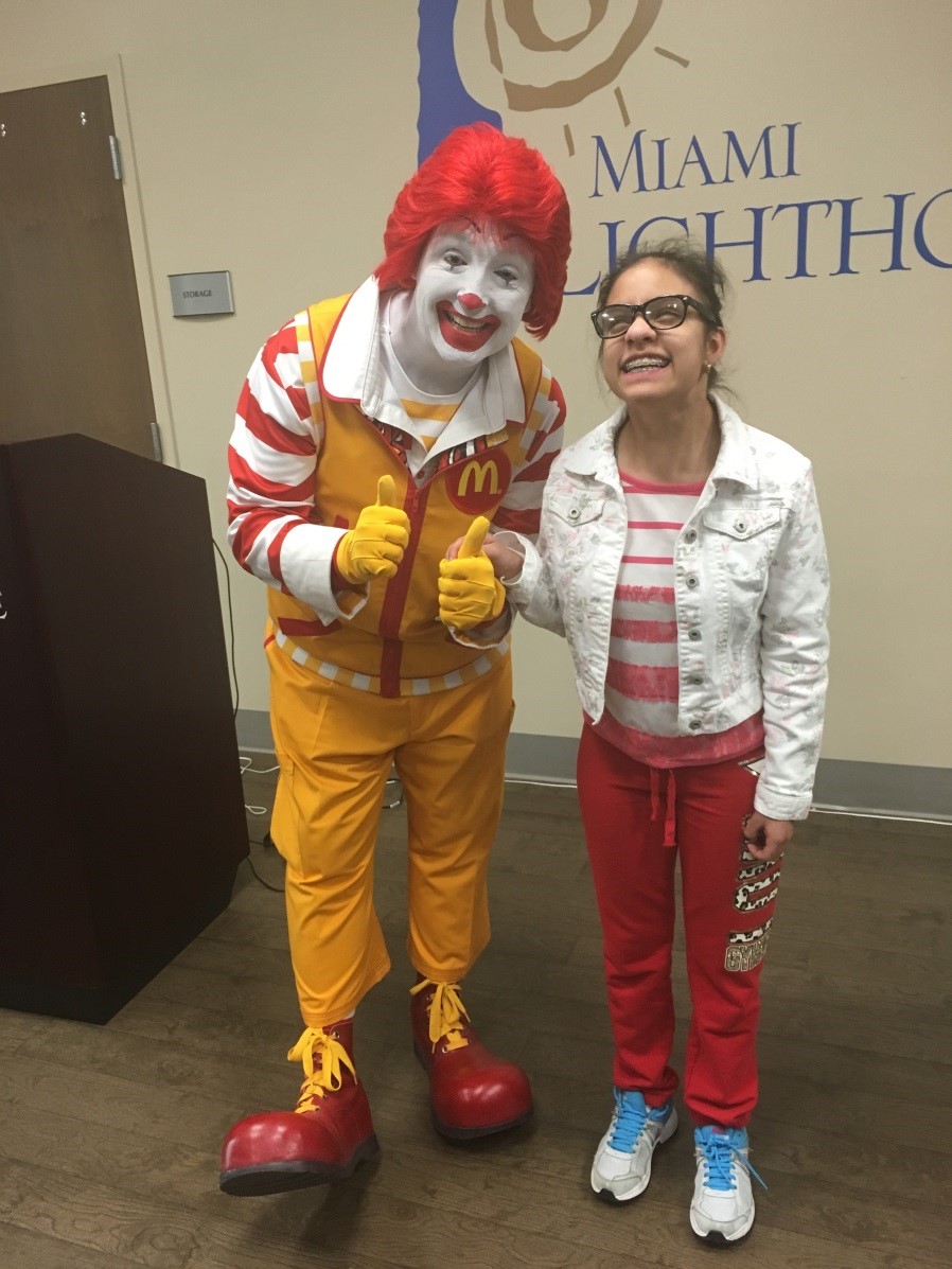 Ronald McDonald drops in and Visits teenagers at Miami Lighthouse
