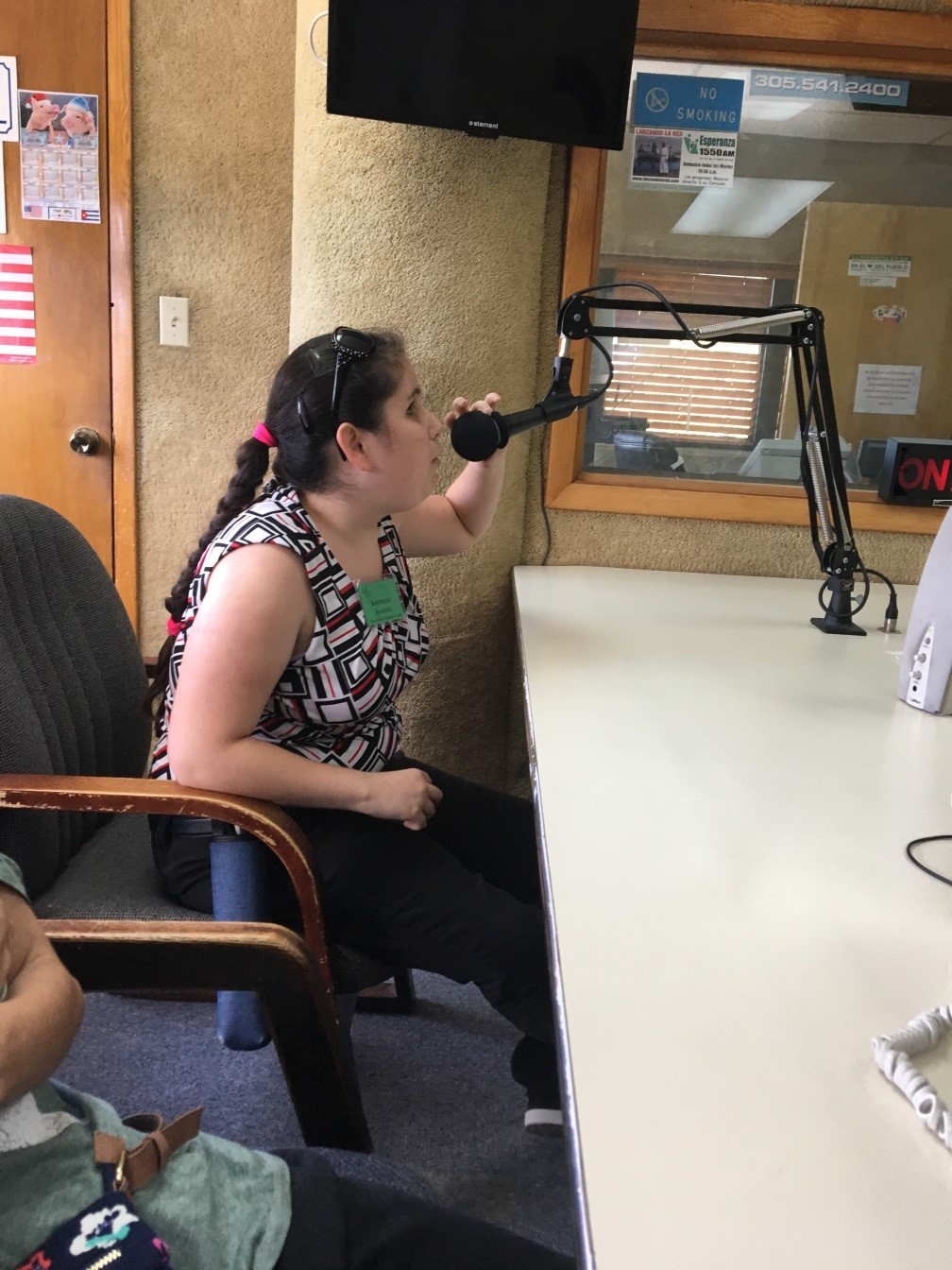 Pre-Employment Transition Services Student Katherine Sanchez on the air at La Poderosa Radio Station