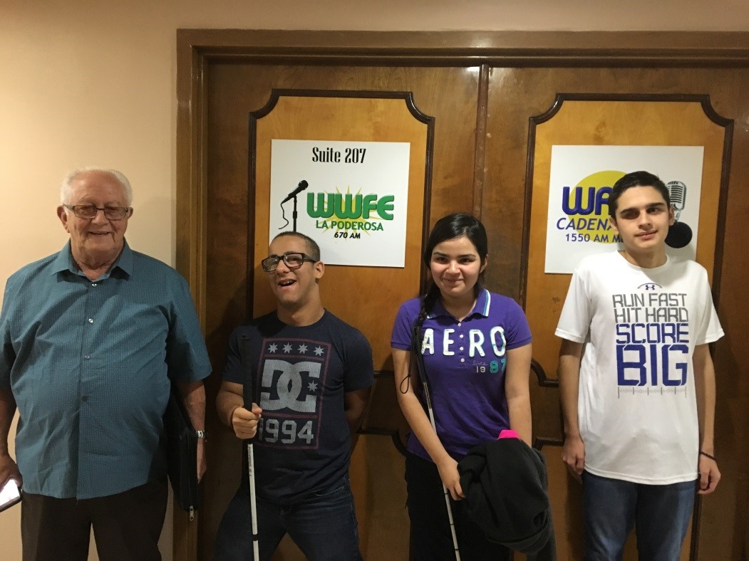 Three Pre-Employment Transition Services students during their visit to La Poderosa radio station