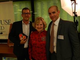 Volunteer Honoree Cesar Giral, M.D., CEO Virginia Jacko and Chairman of the Board Agustin Arellano Jr.