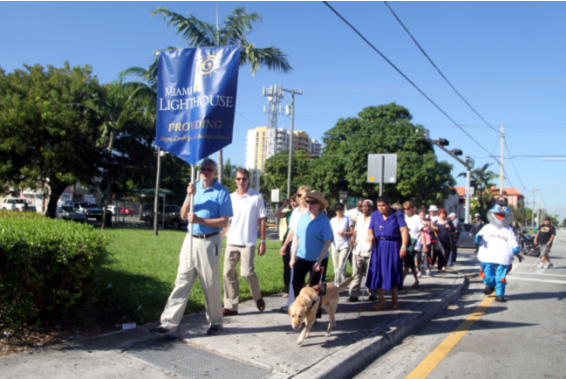 White Cane Day participants during the walk