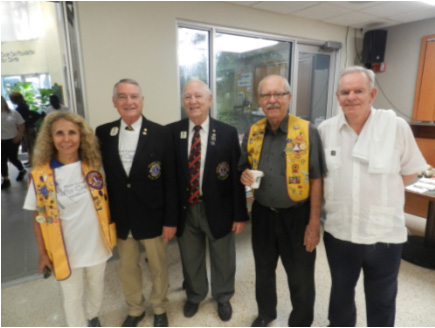 Lion Maria Augusta Pusey, Lion Juan Tejera Immediate Past District Governor 35-N, 2nd Vice District Governor Ildefonso Ortega, Lion Alan Campbell and Lion Martin Murphy.