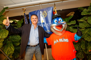 Emcee Ron Magill with Grand Marshall Billy the Marlin