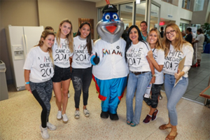 University of Miami Gelta Gamma’s pose with Billy the Marlin.