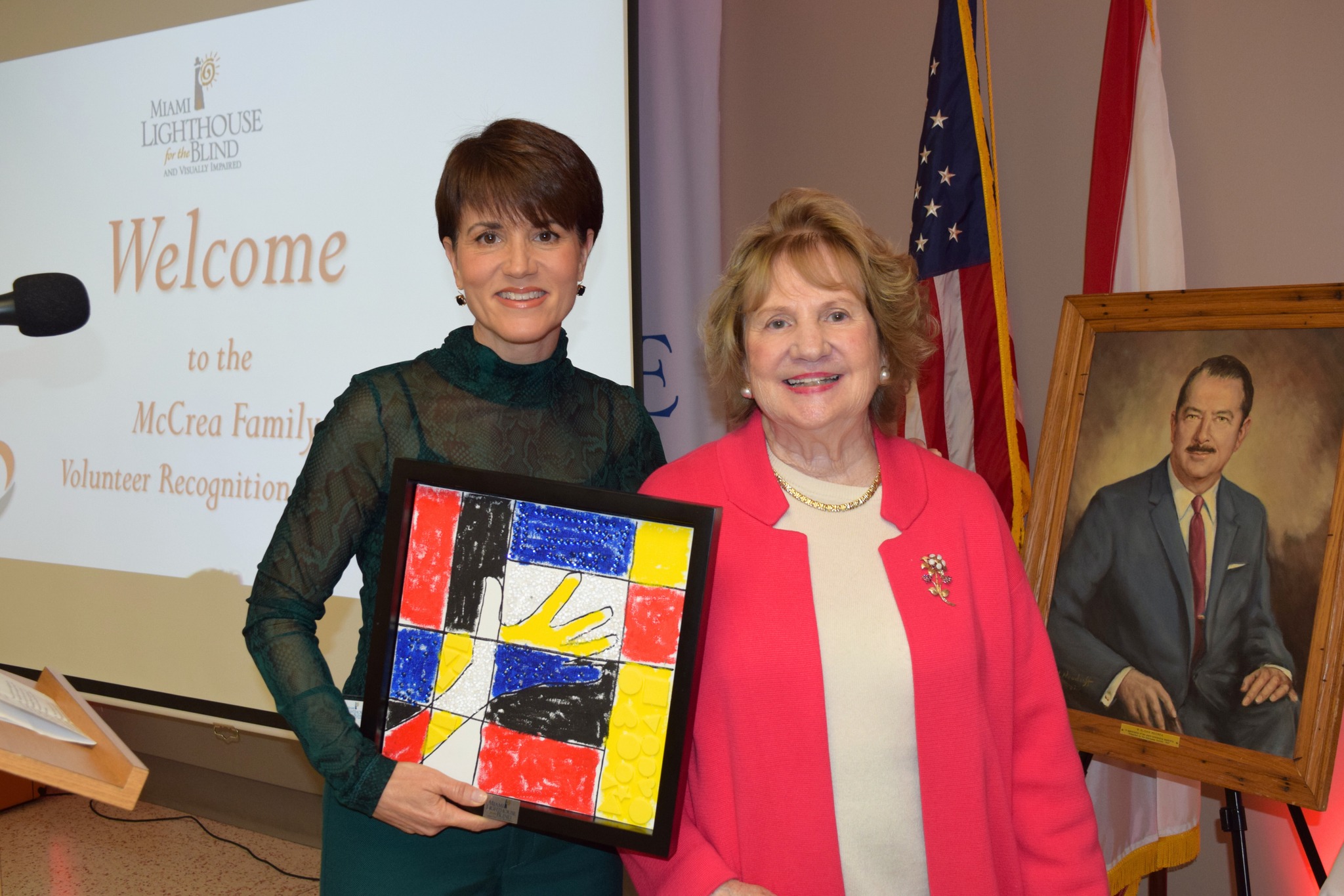 Honoree Mayte Padr�n, �Director of Community Relations at WPLG Local 10, with Virginia A. Jacko, President and CEO of Miami Lighthouse.