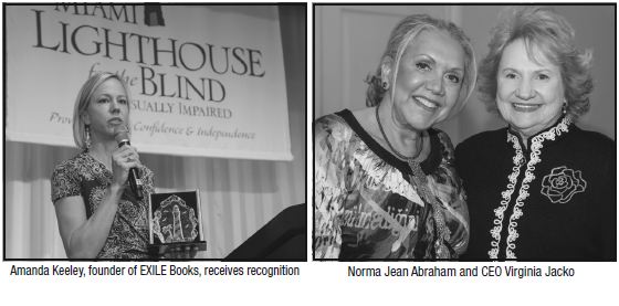Left: Amanda Keeley, founder of EXILE Books, receives recognition; Right: Norma Jean Abraham and CEO Virginia Jacko