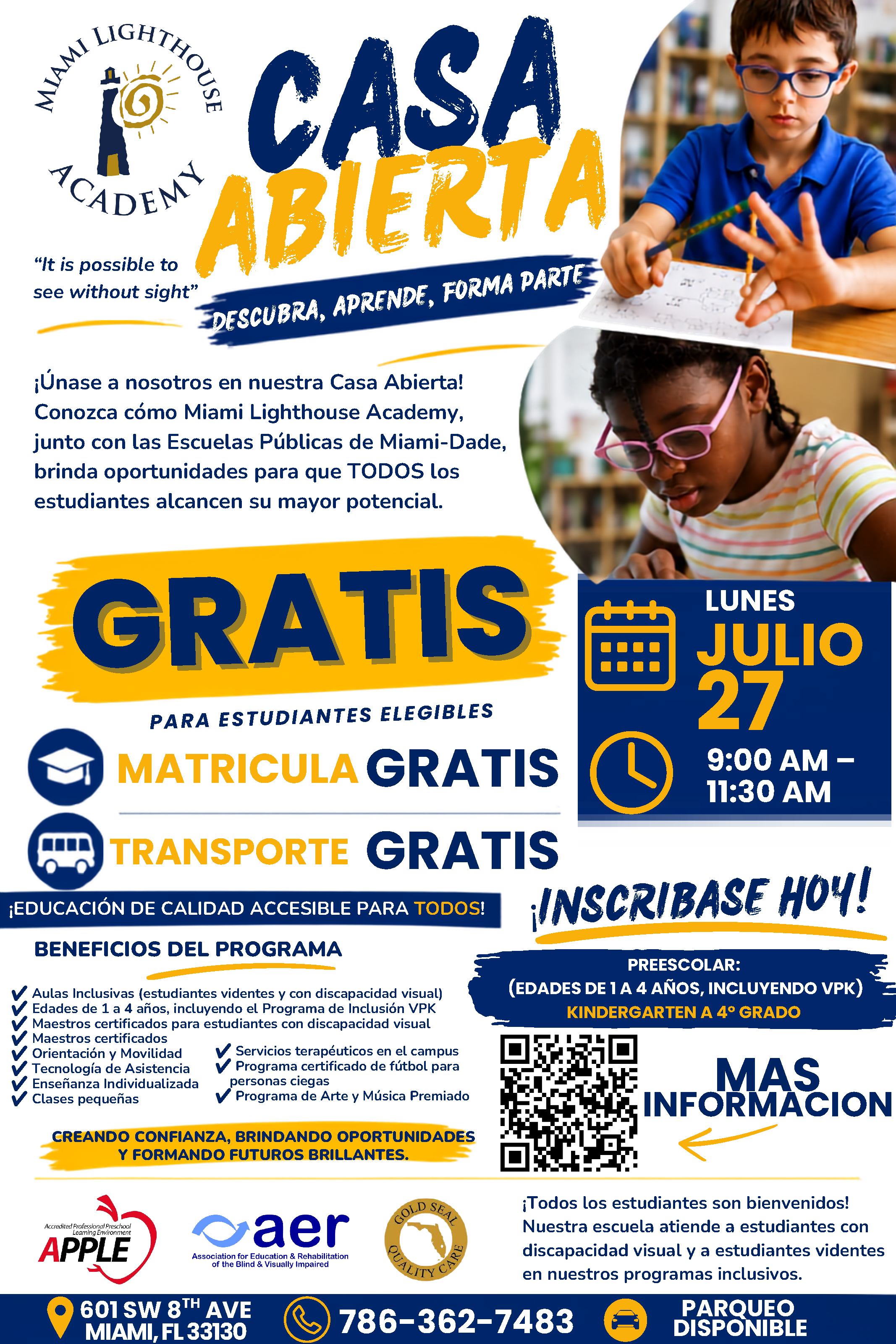 Miami Lighthouse Academy Open House Flyer (Spanish)